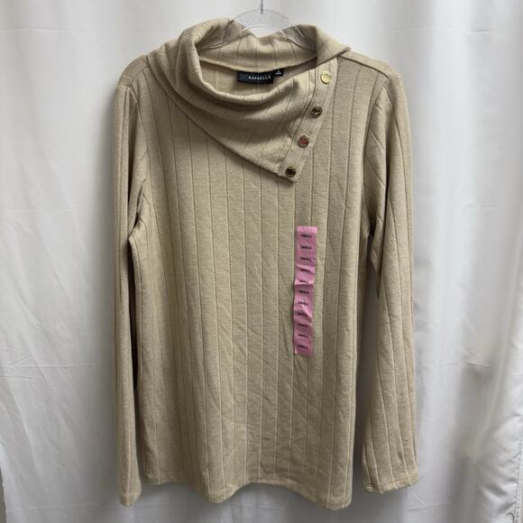 Rafaella Women's Cozy Sweater-like Cowl Neck Knit Top Size Small Wheat Heather - Picture 1 of 10
